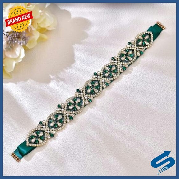 Sparkling Rhinestone Wedding Belt Plus Size Adjustable Satin Formal main image 6